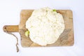 Head of fresh cauliflower on white background. Studio Photo. Royalty Free Stock Photo