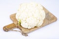 Head of fresh cauliflower on white background. Studio Photo. Royalty Free Stock Photo