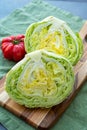 Head of fresh green Iceberg or Crisphead lettuce Royalty Free Stock Photo