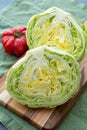 Head of fresh green Iceberg or Crisphead lettuce Royalty Free Stock Photo