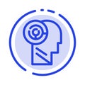 Head, Games, Mind, Target Blue Dotted Line Line Icon