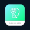 Head, Games, Mind, Target Mobile App Button. Android and IOS Line Version