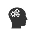 Head, gear, solution idea icon. Vector illustration, flat design Royalty Free Stock Photo