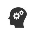 Head, gear, solution idea icon. Vector illustration, flat design Royalty Free Stock Photo