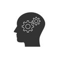 Head, gear, solution idea icon. Vector illustration, flat design Royalty Free Stock Photo