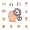 head and gears fild color icon. Detailed set of color idea icons. Premium graphic design. One of the collection icons for websites Royalty Free Stock Photo