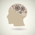 Head with gears icon, Royalty Free Stock Photo