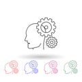 Head and gears multi color icon. Simple thin line, outline vector of idea icons for ui and ux, website or mobile application Royalty Free Stock Photo