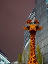 The head of a giraffe from the constructor.