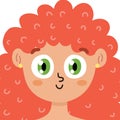 Cute girl portrait in cartoon style. Red hair woman close-up face Royalty Free Stock Photo