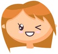 Head girl with friendly smiling face, vector illustration kawaii emoticon doodle icon drawing