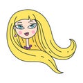 Head glamorous girl cartoon