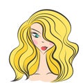 Head glamorous girl cartoon