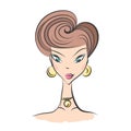 Head glamorous girl cartoon