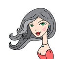 Head glamorous girl cartoon