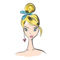 Head glamorous girl cartoon