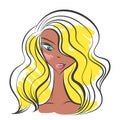 Head glamorous girl cartoon