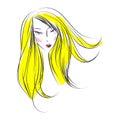 Head glamorous girl cartoon sketch