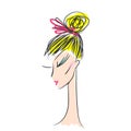 Head glamorous girl cartoon sketch