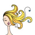 Head glamorous girl cartoon