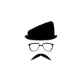 Head in glasses hat with mustache template