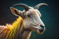 Head of a goat with big horns. ai generative Royalty Free Stock Photo