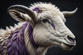 Head of a goat with big horns. ai generative Royalty Free Stock Photo