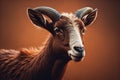 Head of a goat with big horns. ai generative Royalty Free Stock Photo