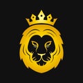Head of a gold fierce crowned lion logo