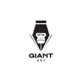 Head gorilla with pencil art logo design vector graphic symbol icon illustration creative idea