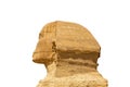 Head of the Great Sphinx of Giza isolated on white background. Greater Cairo, Egypt. Royalty Free Stock Photo