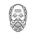 Head of Greek Philosopher Socrates from Athens Mono Line Illustration