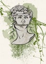 The head of a Greek statue of David creative poster background