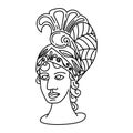 Head of a Greek statue, hand-drawn in sketch style. Head of Athena. Piraeus statues. Goddess of wisdom, military