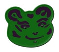 Head of a green bear on a white background.