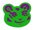 Head of a green bear on a white background.