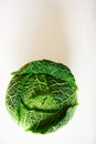 Head of green fresh cabbage on white background important for immunity and healthy nutrition Royalty Free Stock Photo