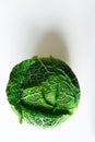 Head of green fresh cabbage on white background important for immunity and healthy nutrition Royalty Free Stock Photo