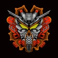 Head gundam custom robotic design with modern illustration
