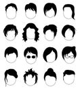 Head hair icons set