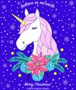 Head of hand drawn unicorn Royalty Free Stock Photo