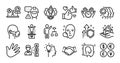 Head, Handshake and Like line icons set. Vector