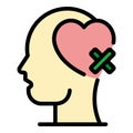 Head heart with band aid icon color outline vector Royalty Free Stock Photo