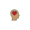 Head with heart vector icon concept, isolated on white background Royalty Free Stock Photo