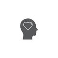 Head with heart vector icon concept, isolated on white background Royalty Free Stock Photo