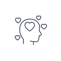 head and hearts, affection or passion line icon