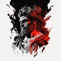 Head of Hercules divine Heracles son of Zeus Jupiter, vector illustration