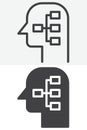 Head hierarchy chart line and solid different style vector icon set Royalty Free Stock Photo