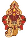 Head of Hindu god Ganesha. Vector illustration on white.