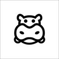 Head Hippo line icon animal, outline vector logo illustration modern